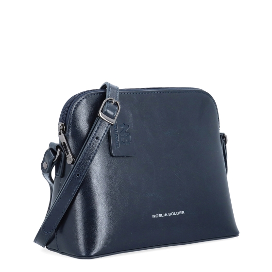Minimalistická kožená crossbody kabelka na každý den Noelia Bolger materiál kůže zapínání na zip barva modrá velikost malá NB 0116 TM