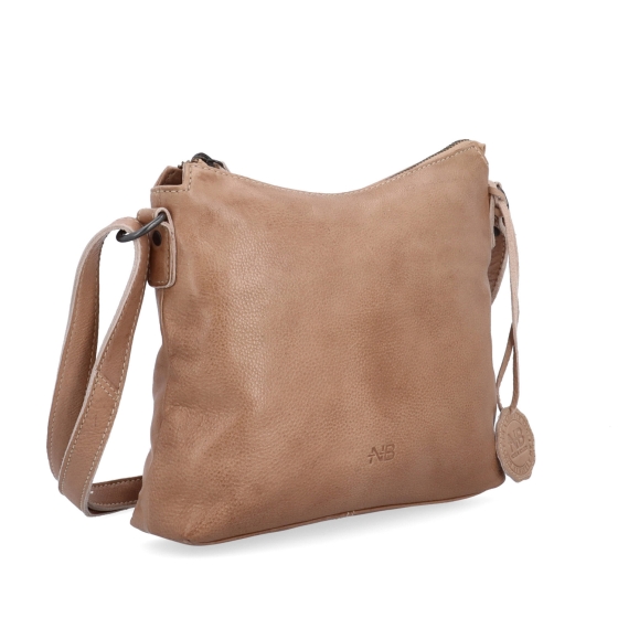 Kožená crossbody kabelka s moderním designem Noelia Bolger materiál kůže zapínání na zip barva béžová velikost malá NB 2400 BE