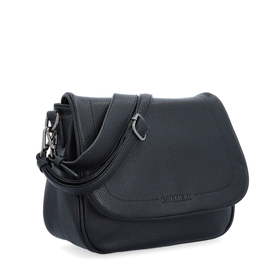 Dámská crossbody kabelka s jemnou strukturou Carmelo materiál syntetická kůže zapínání s klopou barva černá velikost střední 4361 C