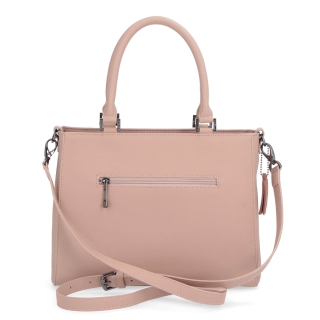 Elegantní z kůže saffiano Noelia Bolger materiál kůže zapínání na zip barva nude velikost střední NB 0038 N Zezadu