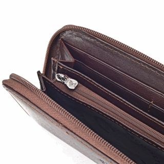 Kožená peněženka penál Cosset materiál kůže zapínání na zip barva hnědá velikost velká 4492 Komodo H Detail