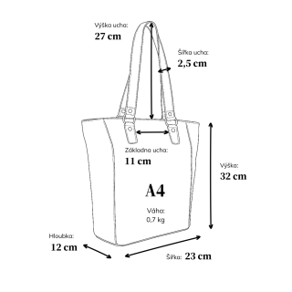 Prémiová kožená shopper kabelka přes rameno Noelia Bolger materiál kůže zapínání na zip barva koňaková velikost velká NB 2021 KO Rozměry