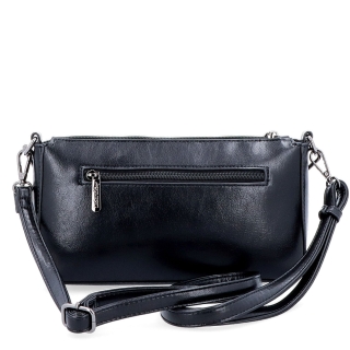 Malá crossbody kabelka s ozdobným řetízkem Le Sands materiál syntetická kůže zapínání na zip barva černá velikost malá 7714 C Zezadu