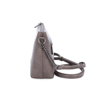 Společenská crossbody kabelka s řetízkem Le Sands materiál syntetická kůže zapínání na zip barva taupe velikost malá 7708 T Z boku