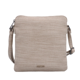 Minimalistická crossbody kabelka s jemným vzorem Carmelo materiál syntetická kůže zapínání na zip barva béžová velikost malá 4397 BE Zepředu
