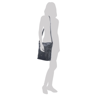Crossbody kabelka s přední a zadní kapsou Tangerin materiál syntetická kůže zapínání na zip barva modrá velikost střední 8036 TM Na postavě