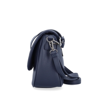 Dámská crossbody kabelka s jemnou strukturou Carmelo materiál syntetická kůže zapínání s klopou barva modrá velikost střední 4361 TM Z boku