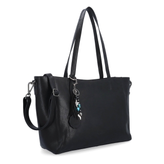 Velká kožená crossbody kabelka s přívěskem Noelia Bolger materiál kůže zapínání na zip barva černá velikost velká NB 3109 C