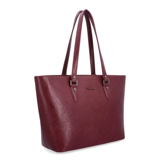 Prostorná shopper kabelka s čistým designem Le Sands materiál syntetická kůže zapínání na zip barva vínová velikost velká 7719 BO