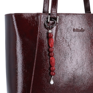 Shopperka přes rameno s odepínacím přívěskem Le Sands materiál syntetická kůže zapínání na zip barva vínová velikost velká 4646 BO Detail