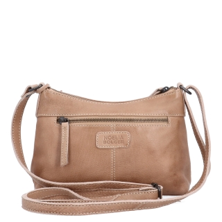 Praktická kožená crossbody na každý den Noelia Bolger materiál kůže zapínání na zip barva béžová velikost malá NB 2406 BE Zezadu
