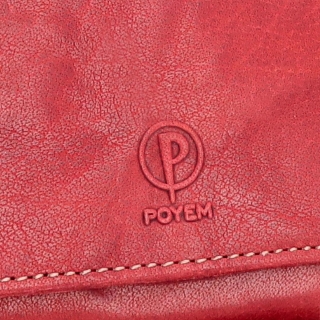 Luxusní kožená peněženka Poyem materiál kůže zapínání na cvoček barva červená velikost malá 5227 Poyem CV Logo