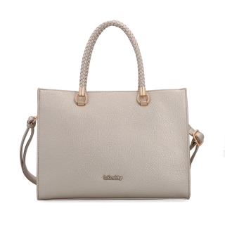 Dámská kabelka s odnímatelným crossbody popruhem Le Sands materiál syntetická kůže zapínání na zip barva metalická velikost střední 4648 ZL Zepředu