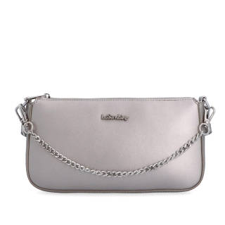 Malá crossbody kabelka s ozdobným řetízkem Le Sands materiál syntetická kůže zapínání na zip barva metalická velikost malá 7714 STR Zepředu