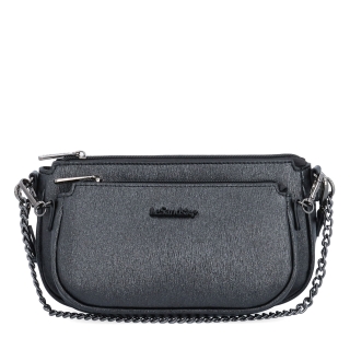 Crossbody kabelka s odjímatelnou kapsičkou a řetízkem Le Sands materiál syntetická kůže zapínání na zip barva černá velikost malá 4609 C Zepředu