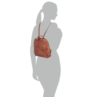 Malý batoh z pravé kůže Noelia Bolger materiál kůže zapínání na zip barva koňaková velikost malá NB 2020 KO Na postavě