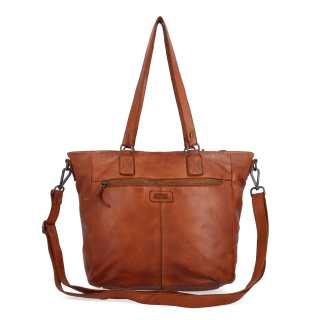 Prostorná shopper kabelka z pravé kůže Noelia Bolger materiál kůže zapínání na zip barva koňaková velikost střední NB 2427 KO Zezadu