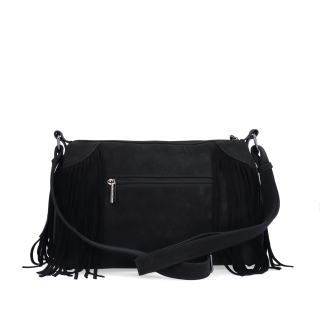 Stylová crossbody kabelka s třásněmi Carmelo materiál syntetická kůže zapínání na zip barva černá velikost střední 4674 C Zezadu