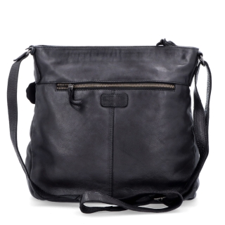Vintage kožená crossbody kabelka Noelia Bolger materiál kůže zapínání na zip barva černá velikost střední NB 2004 C Zezadu