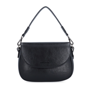 Stylová crossbody kabelka s klopou Le Sands materiál syntetická kůže zapínání s klopou barva černá velikost malá 7730 C Zepředu