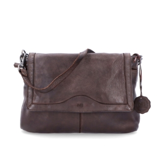 Crossbody kabelka z pravé kůže s klopou Noelia Bolger materiál kůže zapínání s klopou barva hnědá velikost střední NB 2024 H Zepředu