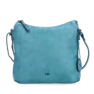Kožená crossbody kabelka s moderním designem Noelia Bolger materiál kůže zapínání na zip barva tyrkysová velikost malá NB 2400 TYR Zepředu