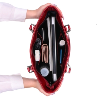 Kožená shopper kabelka Noelia Bolger materiál kůže barva červená velikost velká NB 0076 TCV Vnitřek