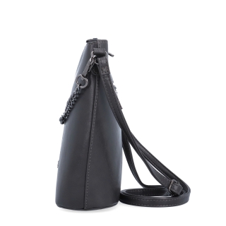 Elegantní crossbody kabelka s řetízkem Le Sands materiál syntetická kůže zapínání na zip barva šedá velikost malá 7722 TS Z boku
