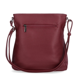 Designová crossbody kabelka Carmelo materiál syntetická kůže zapínání na zip barva vínová velikost střední 4271 BO Zezadu