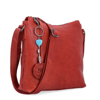 Kožená crossbody kabelka s přívěskem Noelia Bolger materiál kůže zapínání na zip barva červená velikost malá NB 3100 CV