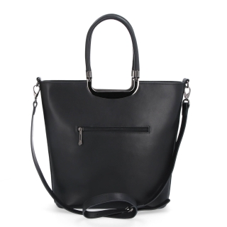 Velká elegantní kabelka Noelia Bolger materiál kůže zapínání na zip barva černá velikost velká NB 0050 C Zezadu