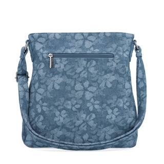Crossbody kabelka s jemným květinovým vzorem Carmelo materiál syntetická kůže zapínání na zip barva modrá velikost střední 4601 M Zezadu