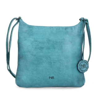 Kožená crossbody kabelka pro každý den Noelia Bolger materiál kůže zapínání na zip barva tyrkysová velikost malá NB 2404 TYR Zepředu