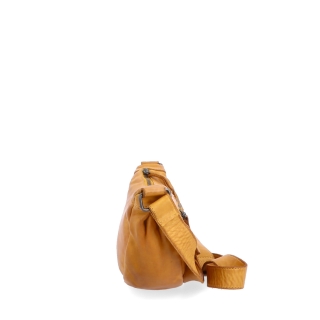 Kožená moonbag kabelka přes rameno Noelia Bolger materiál kůže zapínání na zip barva žlutá velikost malá NB 2412 ZLU Z boku