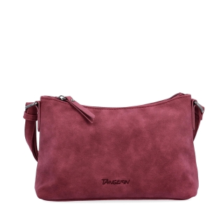 Malá elegantní crossbody kabelka Tangerin materiál syntetická kůže zapínání na zip barva vínová velikost malá 1109 BO Zepředu