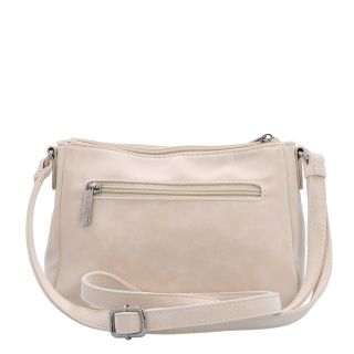 Malá minimalistická crossbody kabelka s hebkým povrchem Tangerin materiál syntetická kůže zapínání na zip barva béžová velikost malá 7016 BE Zezadu