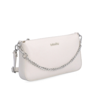 Malá crossbody kabelka s ozdobným řetízkem Le Sands materiál syntetická kůže zapínání na zip barva béžová velikost malá 7714 BE