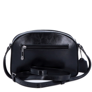 Malá minimalistická kožená crossbody kabelka Noelia Bolger materiál kůže zapínání na zip barva černá velikost malá NB 0106 C Zezadu
