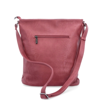Crossbody kabelka s přední a zadní kapsou Tangerin materiál syntetická kůže zapínání na zip barva vínová velikost střední 8036 BO Zezadu