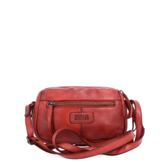 Minimalistická kožená crossbody kabelka Noelia Bolger materiál kůže zapínání na zip barva červená velikost malá NB 2417 CV Zezadu
