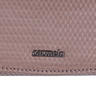Stylová lakovaná peněženka z pravé kůže Carmelo materiál kůže zapínání na cvoček barva taupe velikost velká 2109 K T Logo