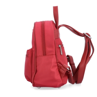 Malý nylonový batůžek pro ženy Carmelo materiál nylon zapínání na zip barva červená velikost malá 6604 CV Z boku