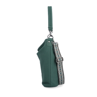 Městská kabelka stylu hobobag s odnímatelným popruhem Tangerin materiál syntetická kůže zapínání na zip barva zelená velikost střední 4367 ZE Z boku