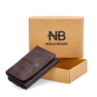 Minimalistická kožená peněženka s prošíváním Noelia Bolger materiál kůže zapínání na cvoček barva hnědá velikost malá 5129 NB H Krabička