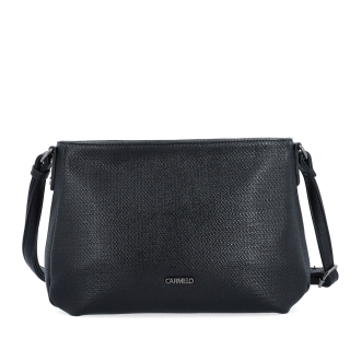 Praktická a elegantní crossbody kabelka Carmelo materiál syntetická kůže zapínání na zip barva černá velikost střední 4605 C Zepředu