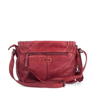 Designová kožená crossbody kabelka s klopou Noelia Bolger materiál kůže zapínání na zip barva červená velikost malá NB 2026 CV Zezadu