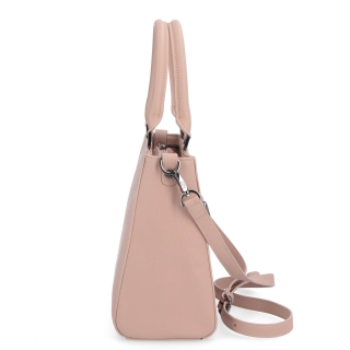 Elegantní z kůže saffiano Noelia Bolger materiál kůže zapínání na zip barva nude velikost střední NB 0038 N Z boku
