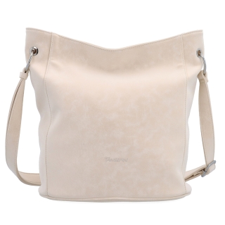 Městská crossbody kabelka s hebkým povrchem a děleným vnitřkem Tangerin materiál syntetická kůže zapínání na zip barva béžová velikost střední 7015 BE Zepředu