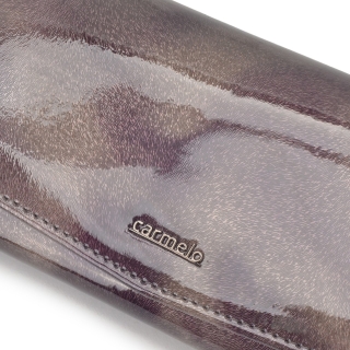 Elegantní dlouhá peněženka Carmelo materiál kůže zapínání na cvoček barva taupe velikost velká 2109 P T Logo