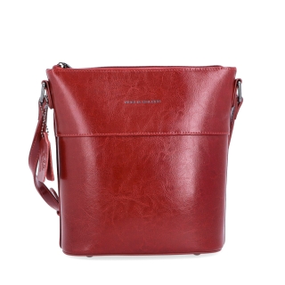 Luxusní kožená crossbody kabelka Noelia Bolger materiál kůže zapínání na zip barva červená velikost malá NB 0077 TCV Zepředu